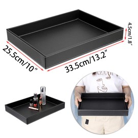 SUMNACON Desktop Organizer Tray Leather PU Tray Bath Bathroom Vanity Tray Organizer (Black)