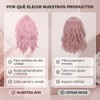 Peluca Ondulada Rosa Corta de 36 cm, Pelucas Sintéticas Rizadas,