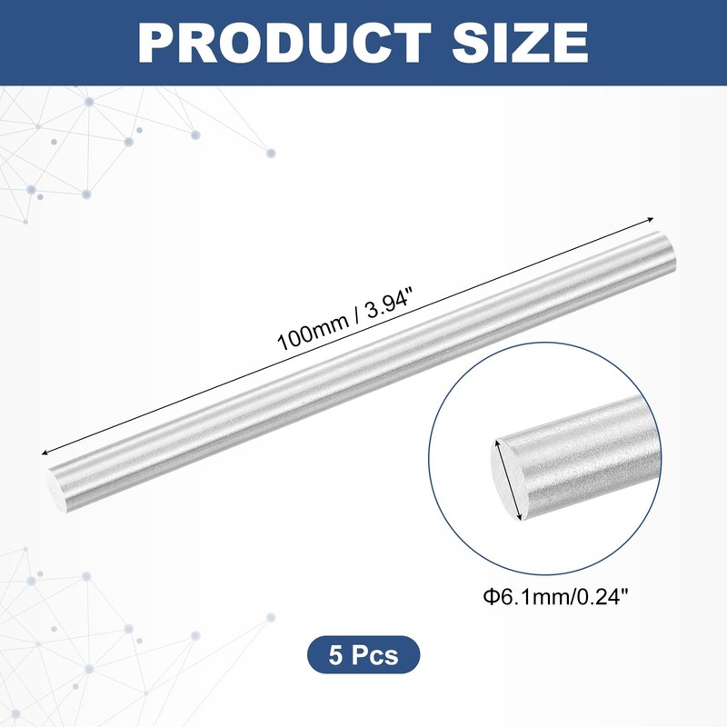 sourcing map 5Pcs Round Steel Rods, 6.1mm x 100mm SKD11
