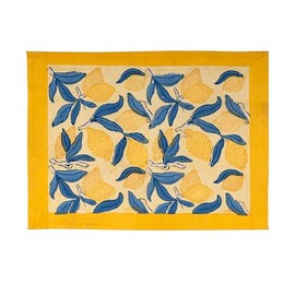 Couleur Nature Placemats, Lemon Tree, Yellow Blue, 15x18 Inches, Set of 6