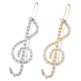 DECHOUS 2pcs Rhinestone Music Note Hair Clips Lightweight Sparkling Barrettes for Thick Hair Elegant Jewelry Accessories for Women for Parties and Festivals