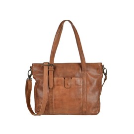 Bear Design Cow Lavato CL36739 Women's Leather Shopper Shoulder Bag Handbag Cognac 34 x 27 cm, brown