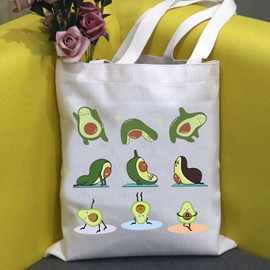 AKTAP Avocado Tote Bag Avocado Lover Reusable Shopping Bag Yoga Lovers Canvas Bag Avocado Yoga Gift (Avocado Tote Bag)
