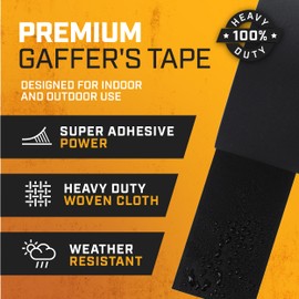 Lockport Black Gaffers Tape 3 inch x 30 Yards - 8 Pack Pro Black Gaff Tape - Bulk Pack - No Residue, Water Resistant, Non- Reflective, Easy Tear - Multipurpose