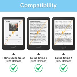 Fintie Case for Tolino Shine Color/Shine 5(2024)/Shine 4(2022) & Kobo Clara Colour/Clara BW(2024)/Clara 2E(2022) - Kickstand Case with Card Slot, Hand Strap and Auto Sleep/Wake, Denim Look Turquoise