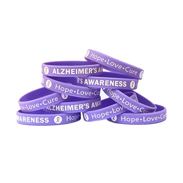 SayitBands 15 Alzheimer's Awareness Wristband Silicone Bracelets Purple