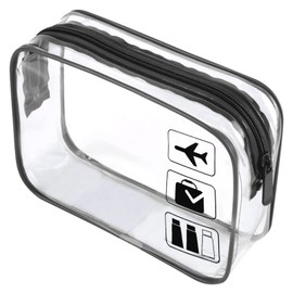 Clear Travel Toiletry Bag TSA Approved Quart Size Travel Bag Clear Airport Carry on Liquid Bag Cosmetic Pouch Clear Shower Bag Transparent Toiletries Bag Airport Security Toiletry Bags(Black)