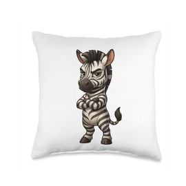 Angry Cool Zebra Funny Animal Cartoon With Attitude Throw Pillow