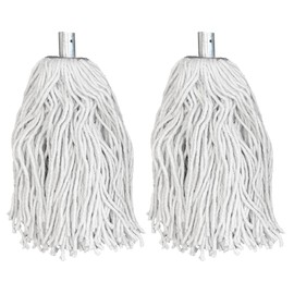 Pack of 2 Industrial Mop Heads Replacement, PY.16 Pure Yarn Cotton Mop with Galvanised Mop Socket, Heavy Duty Mop Heads for All-Around Floor Cleaning