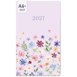 Häfft® Monthly Calendar 2027 A6+ Slim "Lovely Flowers" 1 Month on 2 Pages, Monthly Planner Small, Pocket Calendar 2027 with Year & Holiday Overview - Sustainable & Climate Friendly