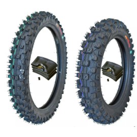 WIG Racing 80/100-12 (3.00x12) and 60/100-14 (2.5x14) Tire and Tube Combo
