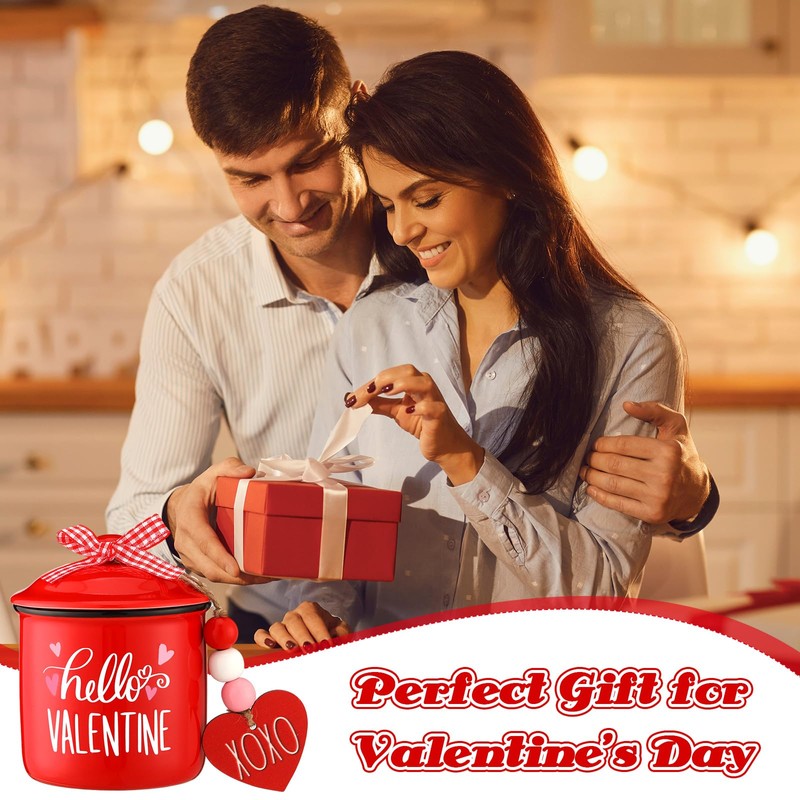 Nitial 3 Pcs Valentine Day Tiered Tray Decoration Ceramic Canister