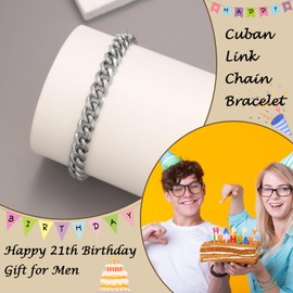 Aidenn 21st Birthday Gifts for Men, Cuban Chain Bracelet Mens for Him Grandad Dad Son Brother Friend, 30th Birthday Gift Ideas
