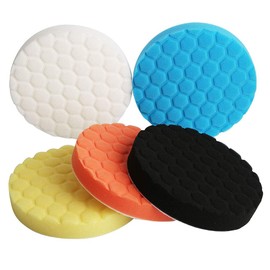 ANCLLO 5 Pack Car Polisher 7 inch Sponge Polishing Waxing Buffing Pads Kit Compound