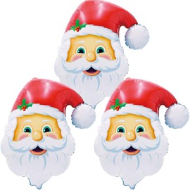 Christmas Balloons Santa Claus Balloons Santa Claus Head Balloons Father Christmas Balloons for Xmas Themed Party Supplies Christmas Decor Christmas Party Decorations Balloons Party Sets-3pcs