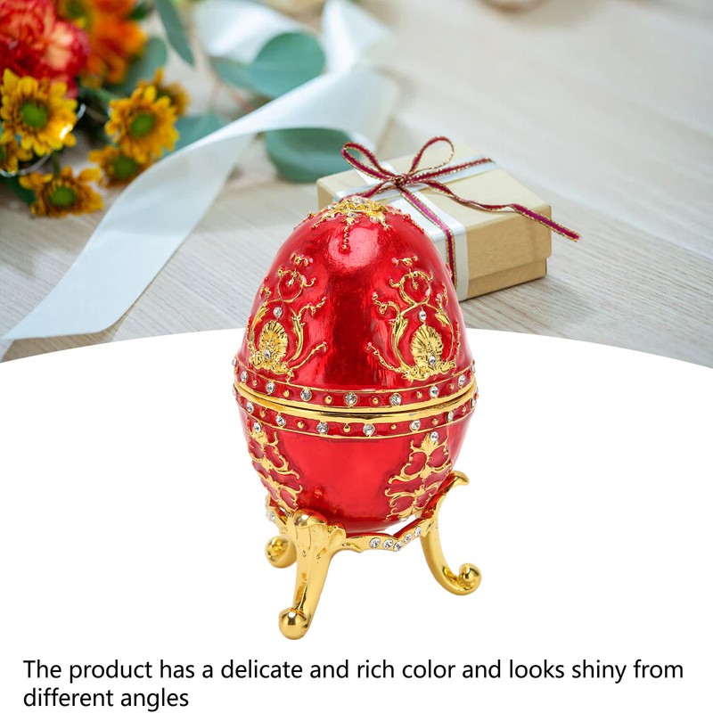 Egg Style Jewelry Trinket Box Zinc Alloy Hand Painted Enameled