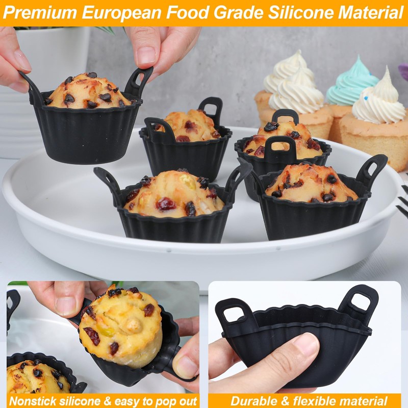 Koluti Reusable Silicone Baking Cups Set of 12, Nonstick Muffin