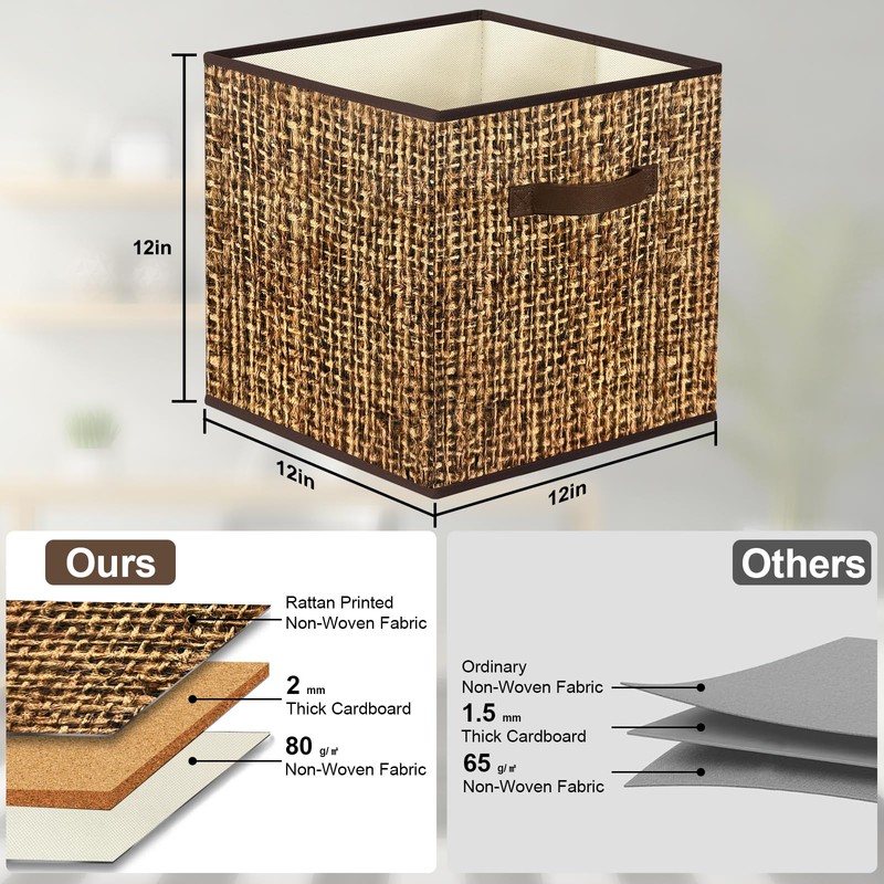 homyfort 12x12 Cube Storage Bins - Fabric Cubby Bins with