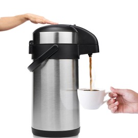 Airpot Coffee Dispenser with Pump - 140 oz Insulated Stainless Steel Coffee Carafe - Thermal Beverage Dispenser - Coffee Urn for Hot/Cold Water, Party Chocolate Drinks