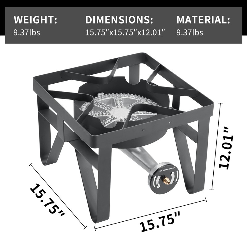 SKOK 200,000 BTUs High Pressure Single Burner Propane Camping Stove