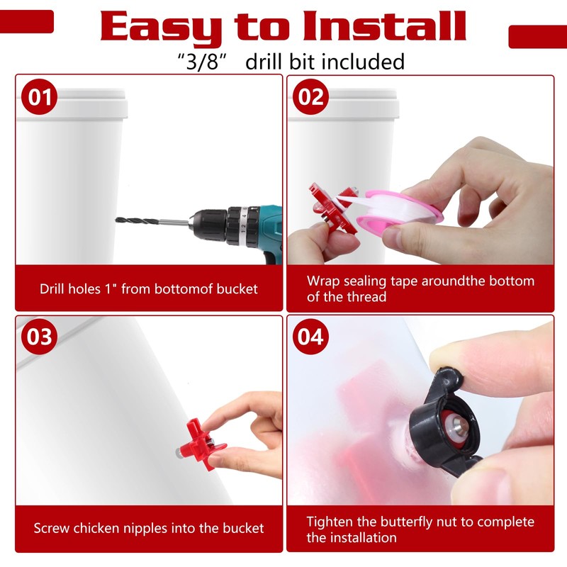 Chicken Waterer Nipples, 8 Pack Horizontal Side Mount Automatic Nipple