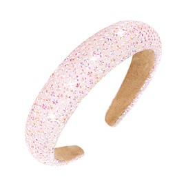 Jaciya Rhinestone Headband for Girls Womens Headbands Crystal Pink Headband Glitter Sparkling Hairband Fashion Padded Stars Head Band