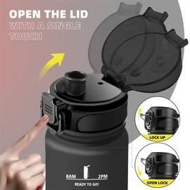 HoneyHolly Trinkflasche 1,5 Liter, Auslaufsicher, Trinkflasche Sport, Motivierende mit Zeitmarkierung, Wasserflasche, mit Filter, Trinkflasche Kohlensäure Geeignet, für Outdoor Gym Fitness Wandern