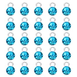 PATIKIL 50pcs Birthstone Charm, Birthstone Beads Crystal Bracelet Charm Pendants for Jewelry Making Bracelets Necklace Earrings Each Month, Lake Blue