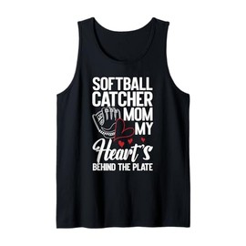 Softball Catcher Mom My Heart's Behind The Plate Tank Top