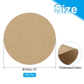 PATIKIL 6inch Circle Card Stock, 36Pcs Round Shape Cutouts Paper 250g Thick Cardstock Coaster for DIY Craft Projects Classroom Bulletin Board Decor, Kraft Color
