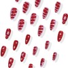 24PCS Almond Press on Nails Red Pink Fake Nails with
