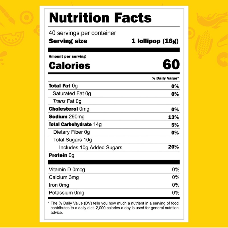 Vero Mango, Chili Covered Mango Flavored Lollipops, 40 Pieces