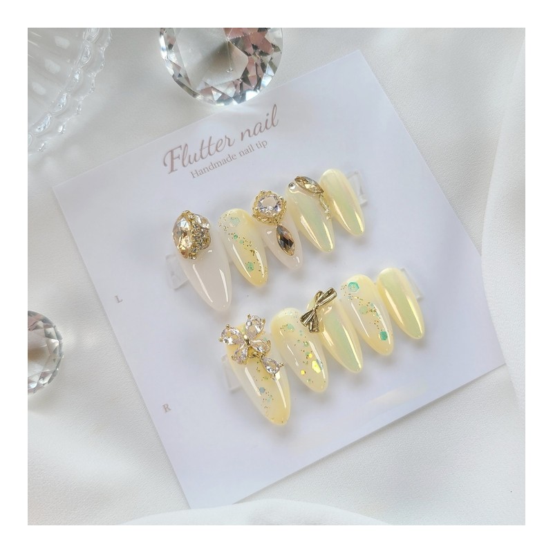 Butter Flower Handmade Nail Tips - Short Ballet / 버터