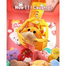 Jovow Rabbit Claw Machine for Kids, Mini Vending Machine with Game Coins & Music, Prize Dispenser Toys for Girls and Boys, Electronic Claw Game Machine for Party Birthdays, Includes 30 Mini Toys