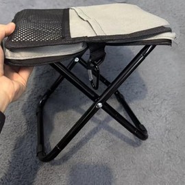 Folding Chair, Load Capacity 264.6 lbs (120 kg), Includes Innovative Shoulder Strap: Ultra Lightweight, Camping Chair, Fishing Stool, Integrated Storage Bag, Gray Carbon Steel, Includes Foot Pad and