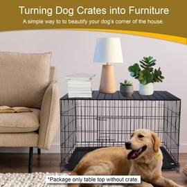 Petmystify Dog Crate Topper with Magnets for 42 Inch Crate - Aluminum Foldable Dog Kennel Topper Decorative Storage Pet Crate Table Black (Only Topper)