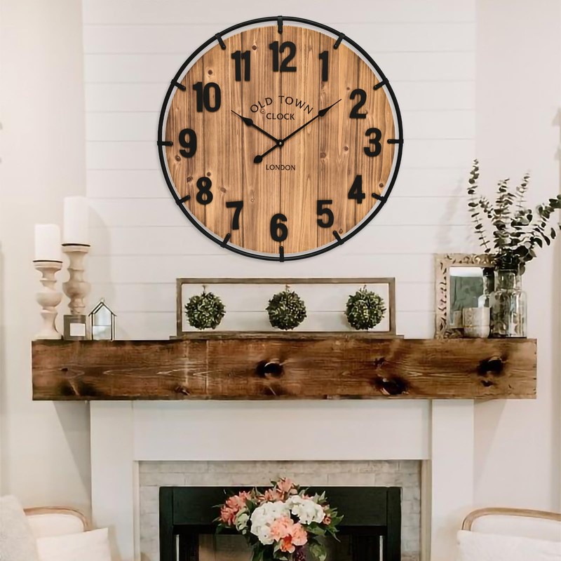 EMAX HOME Large Old Town Farmhouse Wall Clock 20 Inches