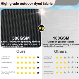 FSJITF Outdoor Round 66" Daybed Replacement 4 in 1 Cushion Cover,Grey
