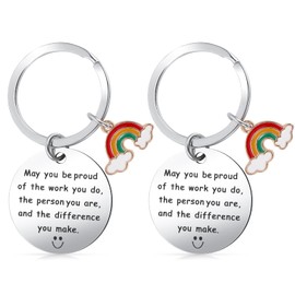 Ouligay 2Pcs Thank You Keyring Leaving Gifts for Colleagues Teacher Keyring Thank You Gifts Keyring for Teacher Nurse Colleagues Social Worker May You Be Proud of The Work You Do Keychain