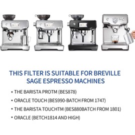 LADYSON 4 Pack Water Filter for Breville Claro Swiss - Oracle, Barista Touch Filters Bambino Espresso Coffee Machine Replacement Compare to Part #BES008WHT0NUC1