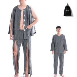 [DEEYOTA] Nursing Pajamas, Nursing Sleepwear, Zipper Closure, Full Open, Nursing Pajamas, Bedridden, Needs Care, Postoperative Care, Hospitalization, Support During Infusion, Seniors, Loungewear