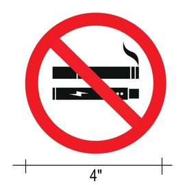 No Smoking Or Vaping Label Sign Stickers (Pack of 5 Stickers), 4”x4”, Decals for Windows, Car, Boxes, Containers, Technological Equipments, Indoor and Outdoor Use