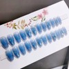 mallnoo Nail Tips, Set of 24, Blue Color, Heart-shaped Relief,