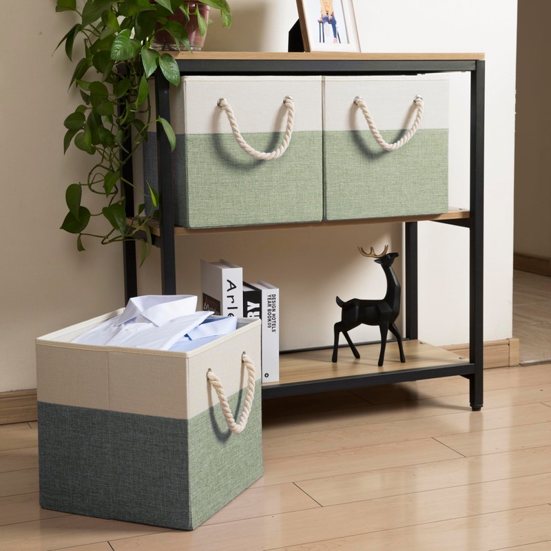 PRANDOM Large Foldable Cube Storage Bins 13x13 inch [4-Pack] Fabric