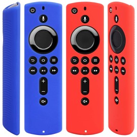 [2 Pack] Silicone Cover Case for Fire TV Stick 4K / Fire TV (3rd Gen) Compatible with All-New 2nd Gen Alexa Voice Remote Control (Red and Blue)