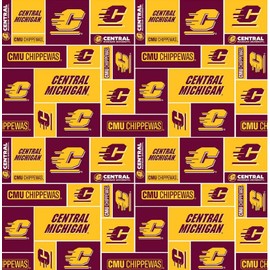 Central Michigan University Chippewas CMU Fleece Fabric Print by the Yard #scmu012s