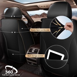 JIAMAOXIN Car Seat Covers for Hyundai Kona 2018-2024: 2 Front Faux Leather Seat Covers (2 Front Set, Black)