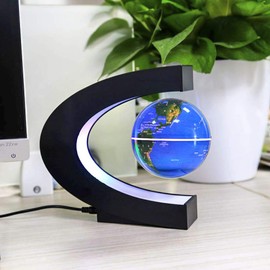 MOKOQI Magnetic Levitating Globe with LED Light, Cool Tech Gift for Men Father Boys and Girls, Birthday Gifts for Kids, Floating Globes World Desk Gadget Decor in Office Home Display (Blue)