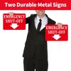 (2 Pack) Aluminum Emergency Shut-Off Sign, Emergency Shut-Off Signs with