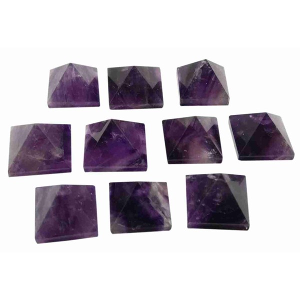 WholesaleGemShop Beautiful Lot of 10 Pieces Clear Crystal Quartz Gemstone Pyramids Crystal Reiki Vaastu Healing